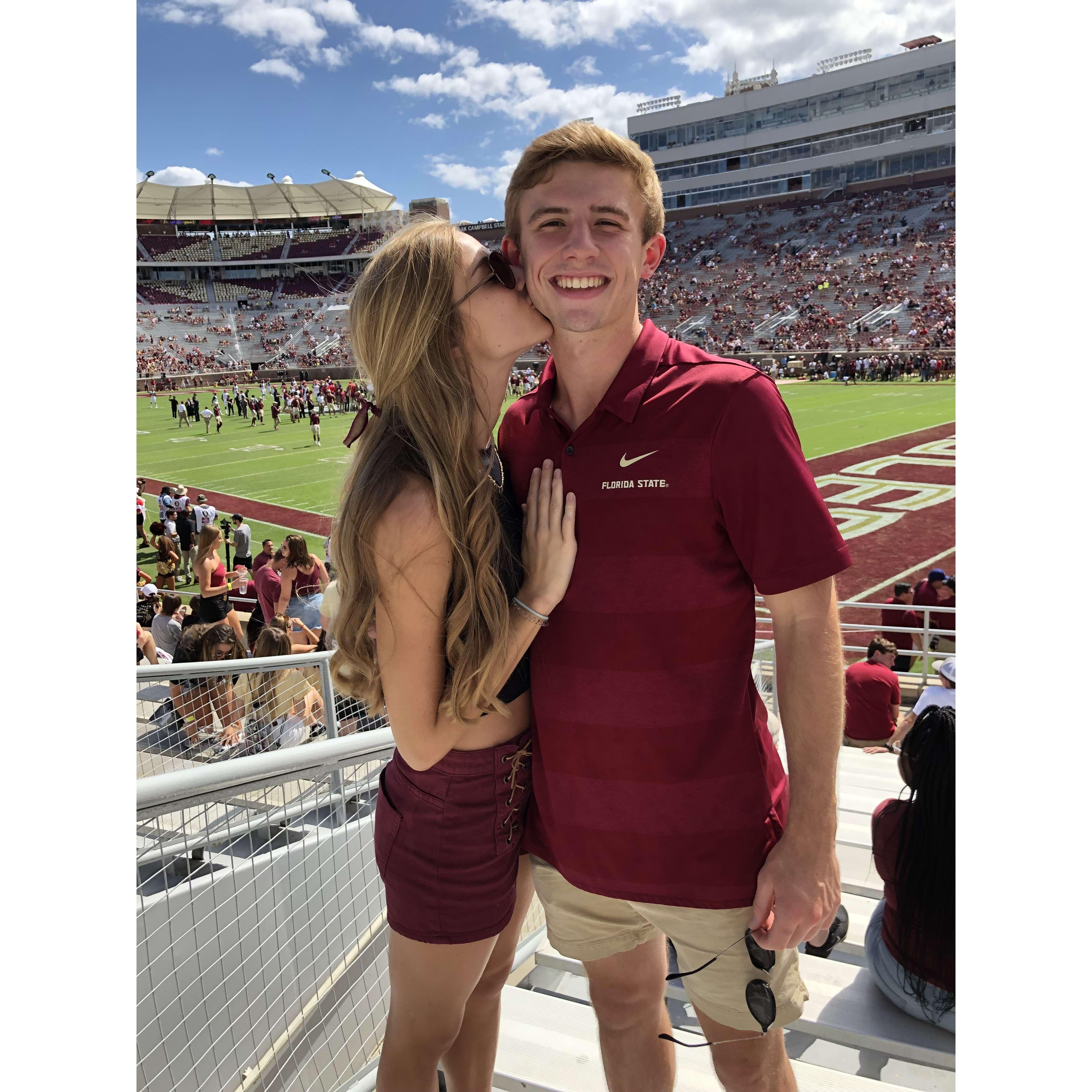 Just a little over a year later when we were both FSU students at our first game together 