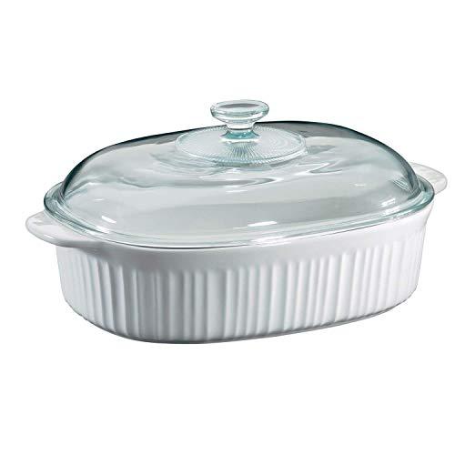 CorningWare 6002278 French White 4 Quart Oval Casserole W/Glass Cover (2-Pack)
