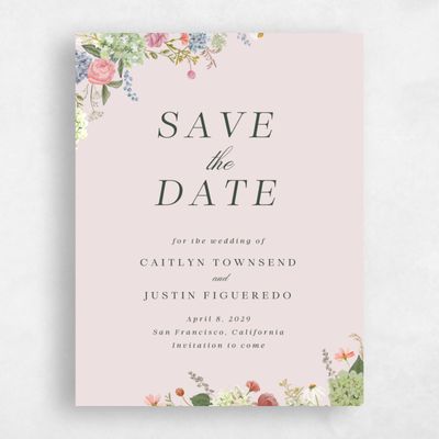 Light Mauve, Pink Wedding Save the Date - Rosamund Portrait