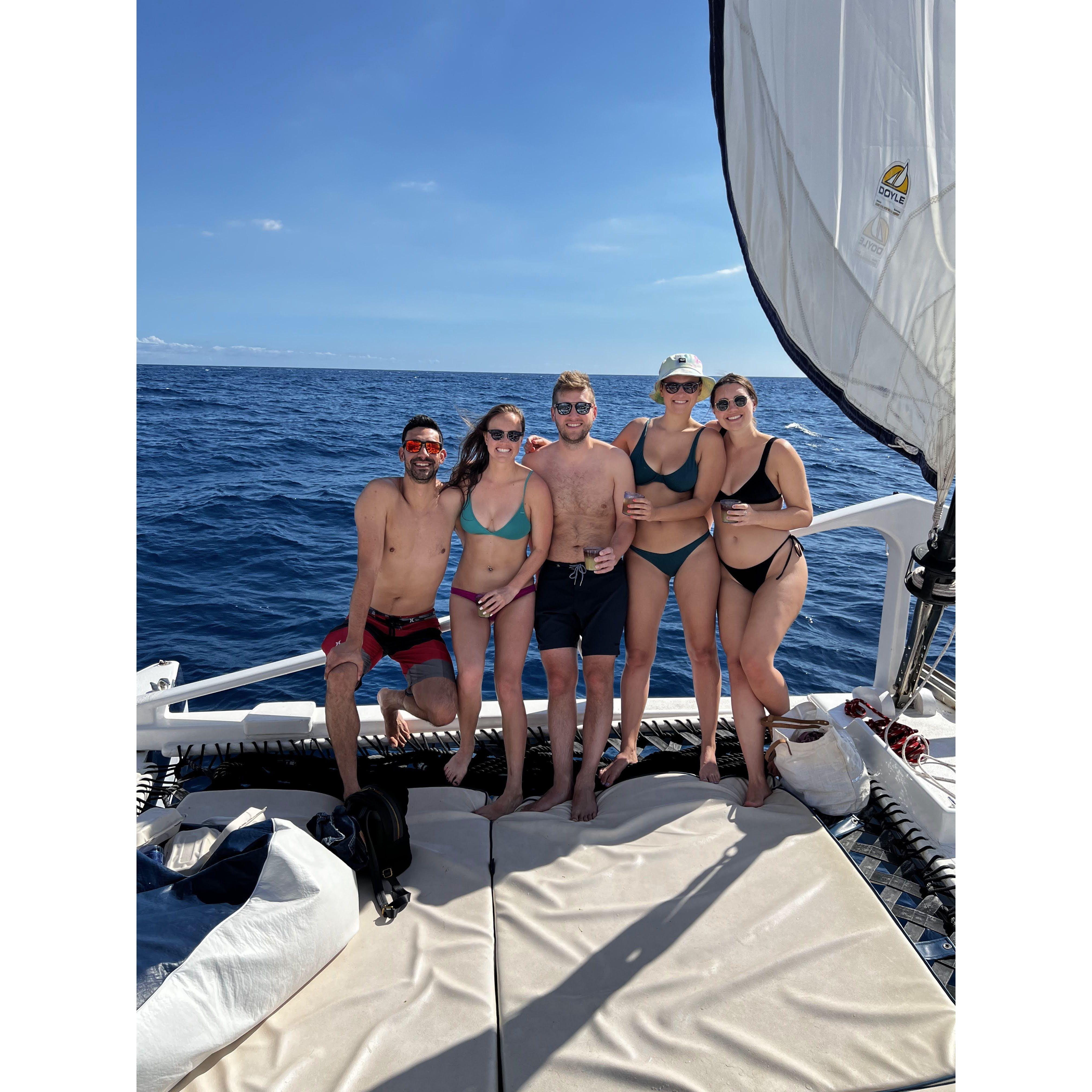 Catamaran Sailing off of Oahu, Hawaii February 2022!