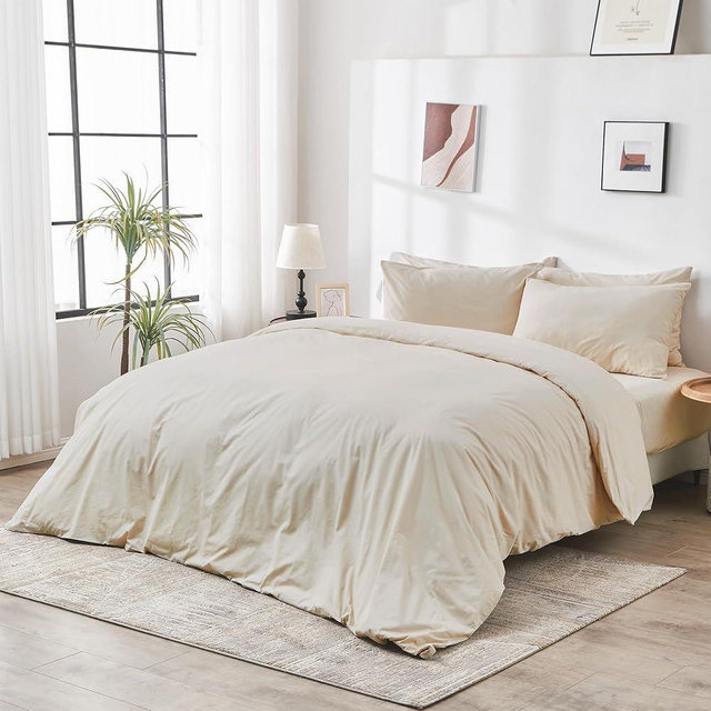 DOZ 100% GOTS Certified Organic Cotton Duvet Cover Set, Crisp Percale Weave, Long Staple, Breathable, Hotel Comfort, 106"x90", 8 Loops, 3pc – 2 Pillowcases 1 Duvet Cover (Fog, King/Cal King)