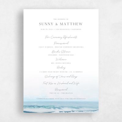 Blue Beach Wedding Program - Clearwater
