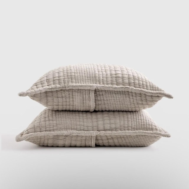 Organic Cotton Channel Stitch Sham Set - Taupe