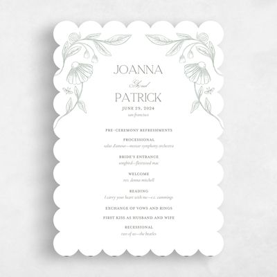 White Scalloped Wedding Program - Gaspard