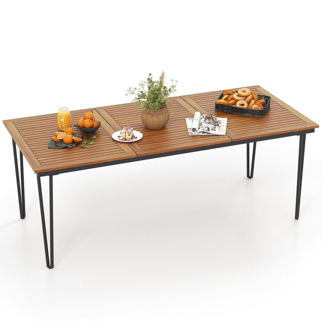 Costway 79" Outdoor Dining Table 8-Person Patio Table with 1.9" Umbrella Hole