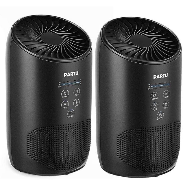 PARTU HEPA Air Purifier - Smoke Air Purifiers for Home with Fragrance Sponge - 100% Ozone Free, Lock Set, Eliminates Smoke, Dust, Pollen, Pet Dander, (Available for California)-2 Pack