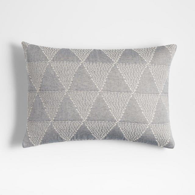Moiri 22"x15" Pyramid Stitch Light Blue Pillow with Down-Alternative Insert
