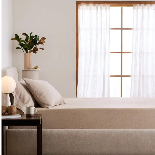 European Linen Fitted Sheet Set with flat sheet queen size