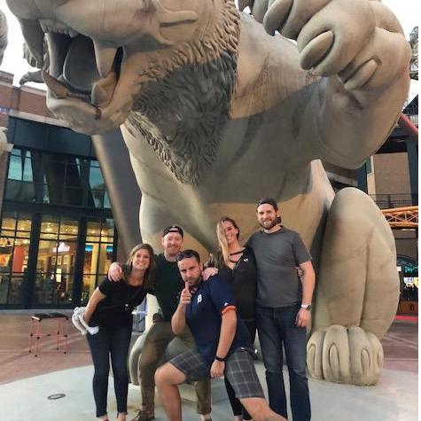Lindsey, Brendan, Kuba, Brittney, and Ryan at a Tiger's Game in Detroit.