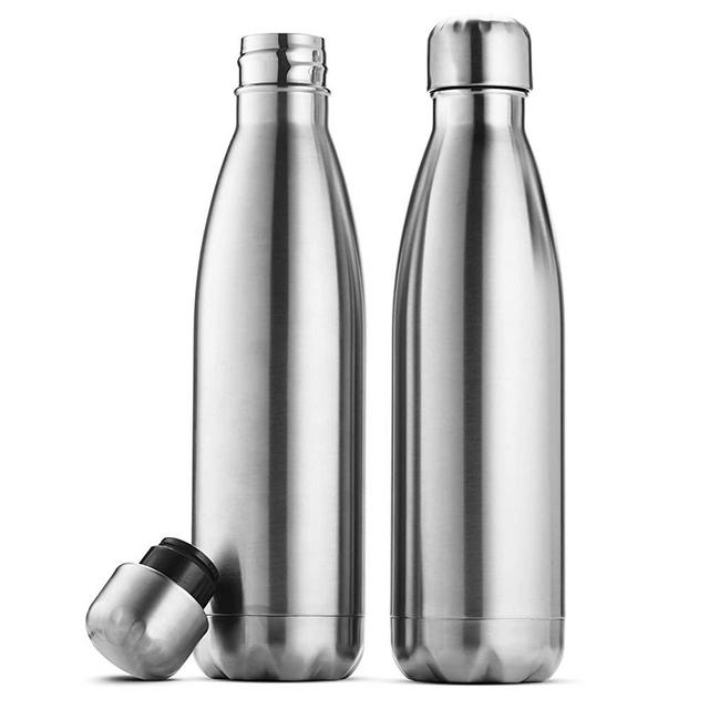 Triple Insulated Stainless Steel Water Bottle (set of 2) 17 Ounce, Sleek Insulated Water Bottles, Keeps Hot and Cold, 100% LeakProof Lids, Sweat Proof Water Bottles, Great for Travel, Picnic& Camping.