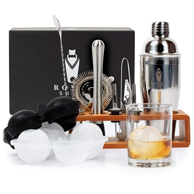 Royal Sips Premium Cocktail Shaker Set With Ice Ball Mold And Bamboo Stand - Bar Tools And Bar Accessories - Bar Set Shakers Bartending Drink Mixer - Drink Shaker Cocktail Set - Mixology Bartender Kit
