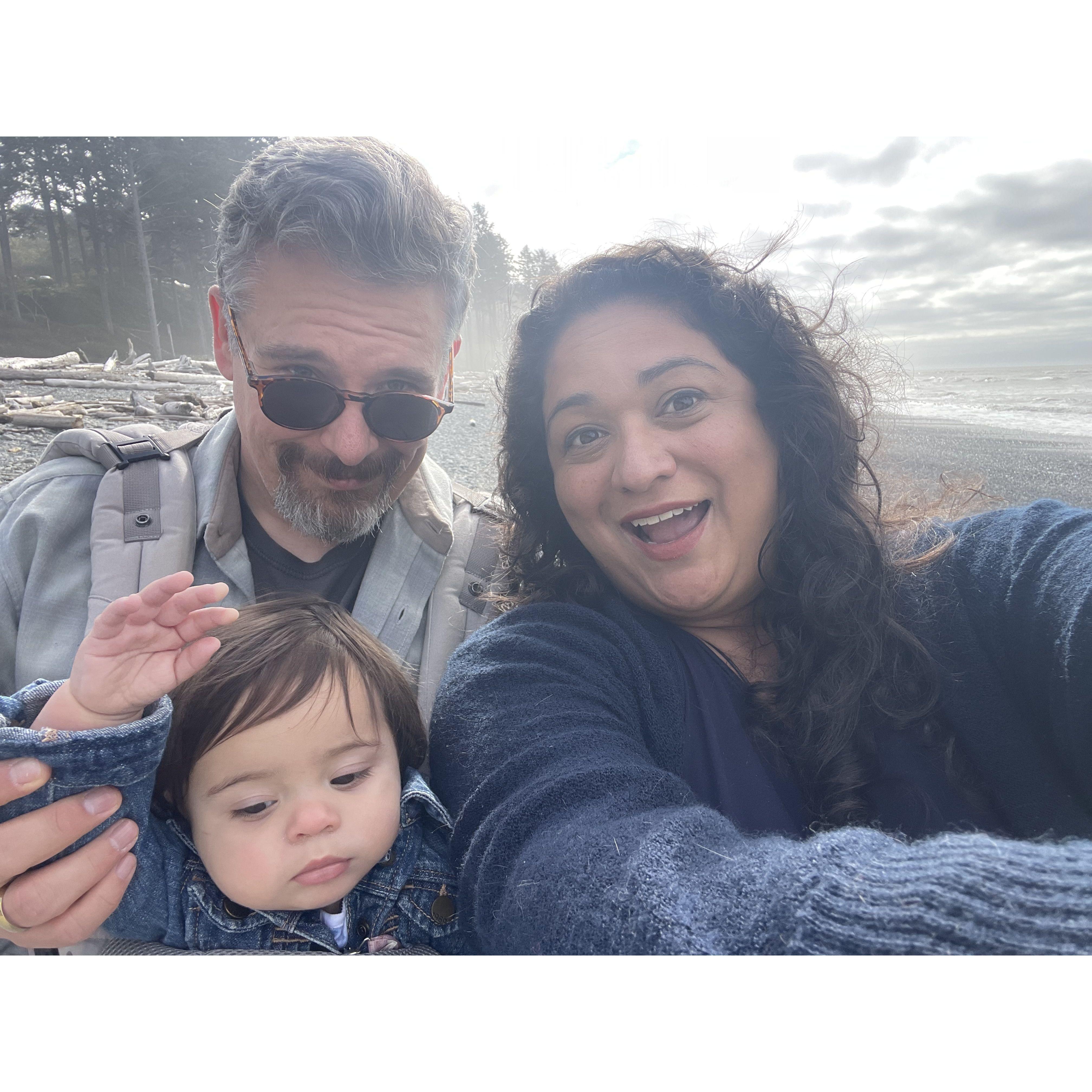 A cool day at the beach... Violeta was very excited.