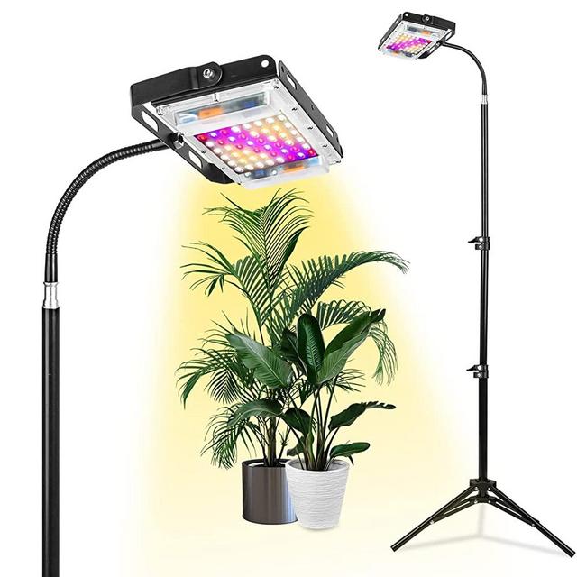 Plant Grow Light with Stand, Lordem 150W Full Spectrum Plant Lamp for Seedlings Indoor Plants, LED Standing Floor Grow Lamp with On/Off Switch, Adjustable Tripod Stand 18-47 Inches