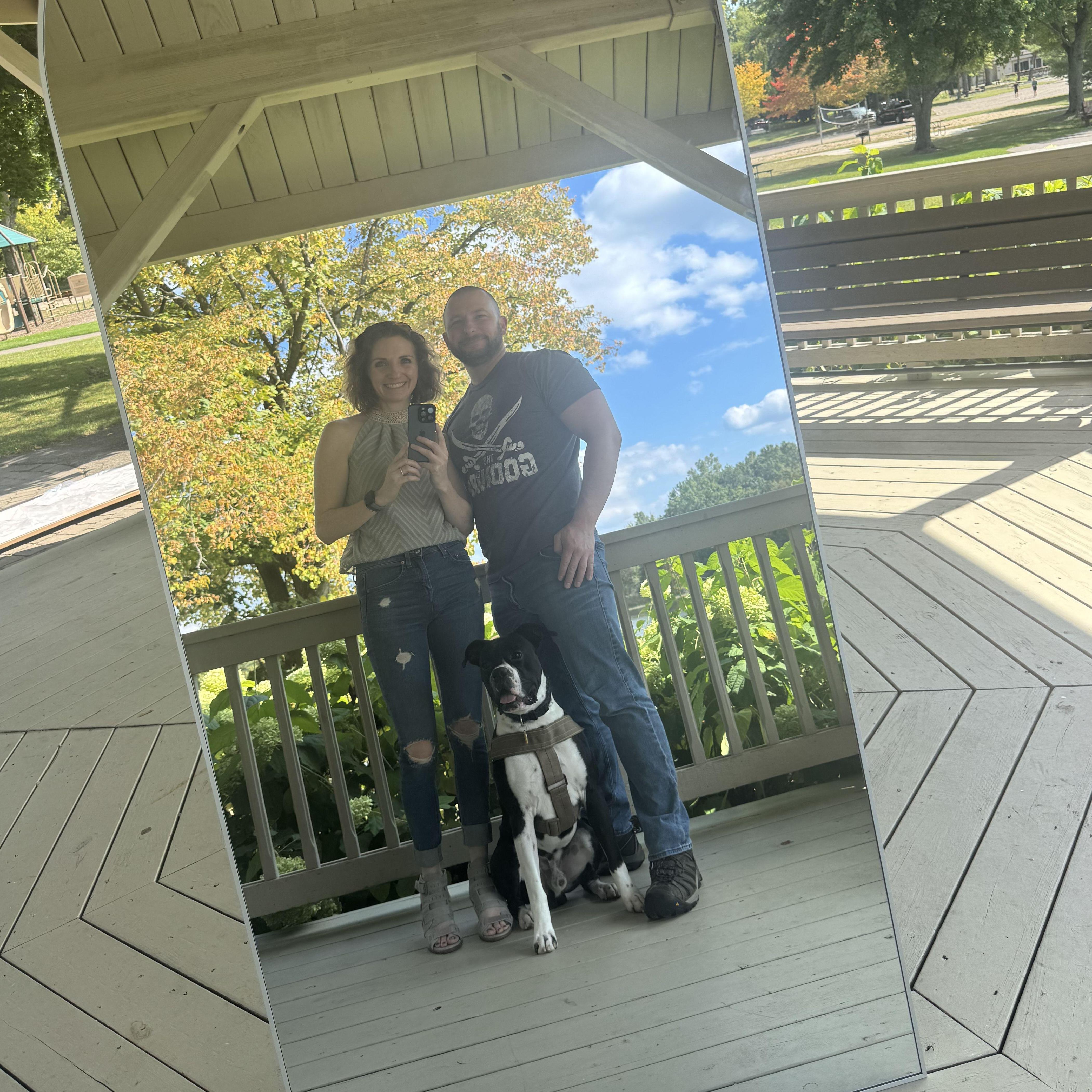 Working on our own "Selfie Mirror" for our wedding. September 2025.