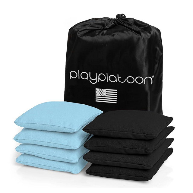 Play Platoon Premium Weather Resistant Duckcloth Cornhole Bags - Set of 8 Bean Bags for Corn Hole Game - Regulation Size & Weight