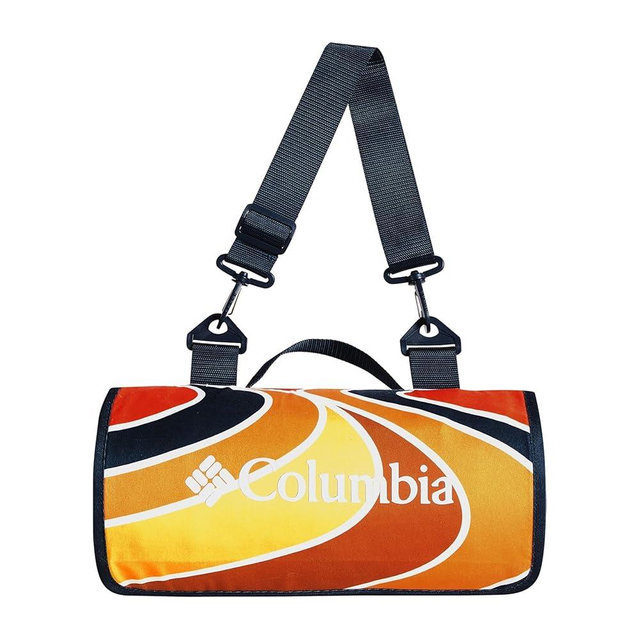Columbia 72" x 72" Lightweight Packable Tote Blanket - Warm & Cozy Outdoor Essentials for Camping, Picnics, and Adventures, 100% Polyester Fill, Waterproof Printed Microfiber - Sun Trek