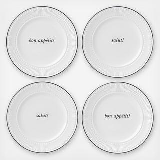 York Avenue B&W Tidbit Plate, Set of 4