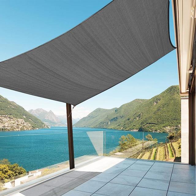 Amagenix Sun Shade Sails Canopy, Dark Gray Rectangle Outdoor Shade Canopy 12' X 16' UV Block Canopy for Outdoor Patio Garden Backyard