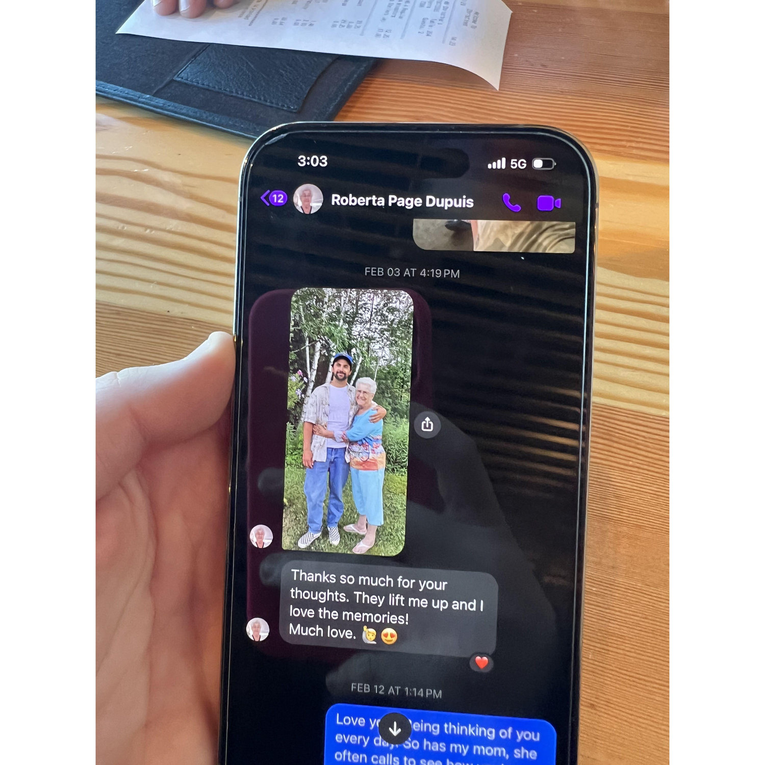 Sweet messages between Jody and Gram