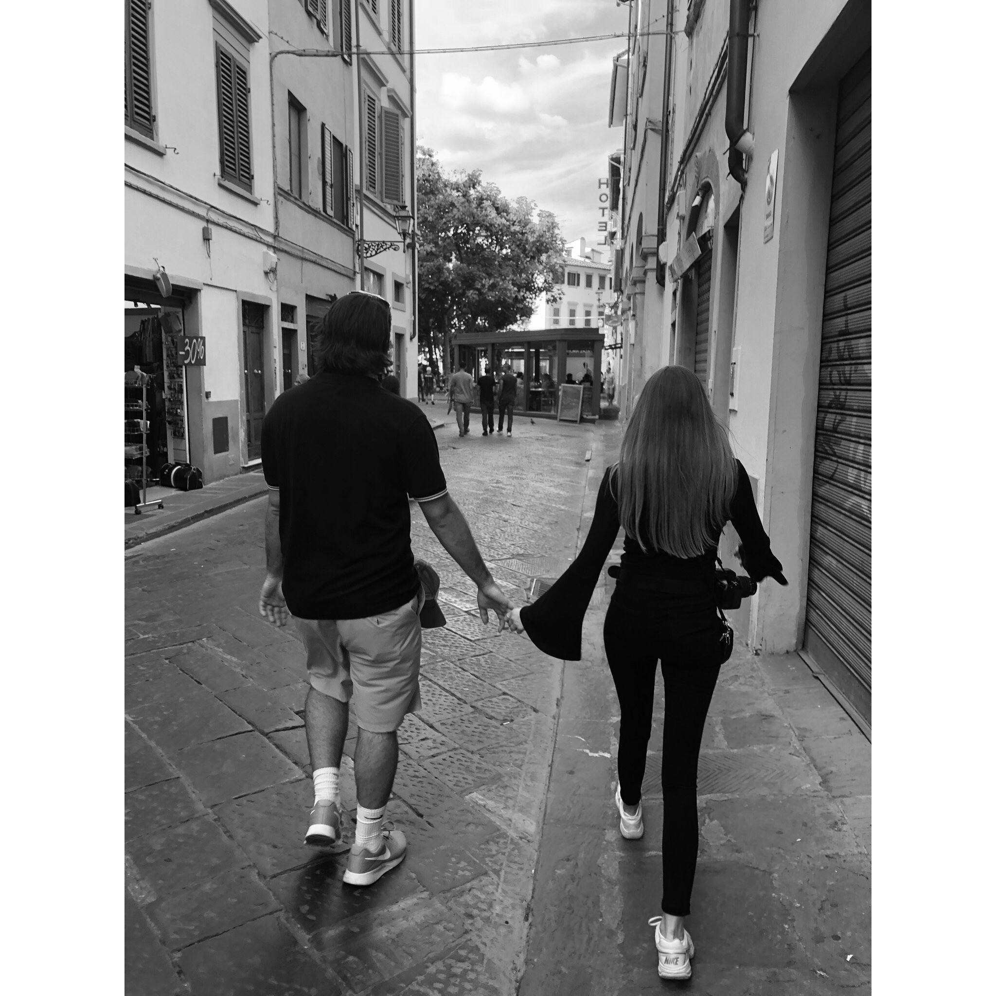 Lindsay & Ben on vacation walking the streets in Florence, Italy - September 2018
