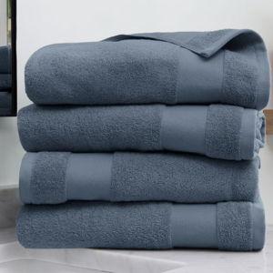 Set Of 4 Bath Towels, 100% Super Plush Premium Cotton - Becky Cameron, Light Blue, 4 Pack