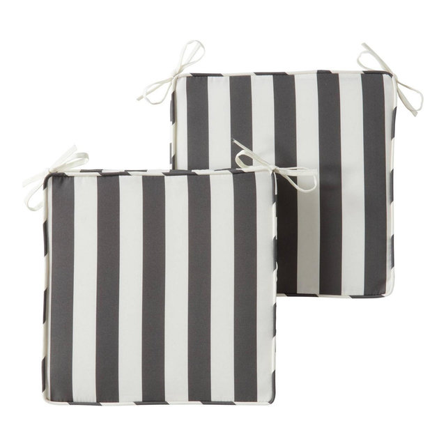 Kensington Garden 2pc 18"x18" Outdoor Chair Cushions Canopy Gray Stripe: Patio Seat Pads, Water-Resistant
