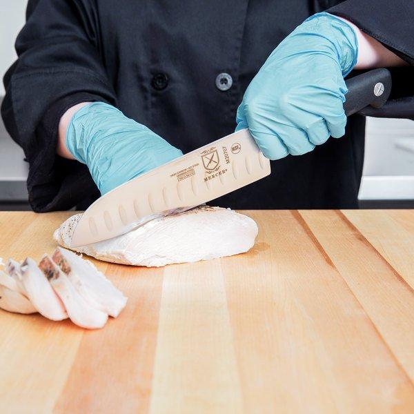 Mercer Culinary M20707 Genesis® 7" Forged Santoku Knife with Granton Edge and Full Tang Blade