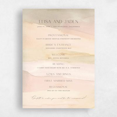 Beige Standard Wedding Program - Povera