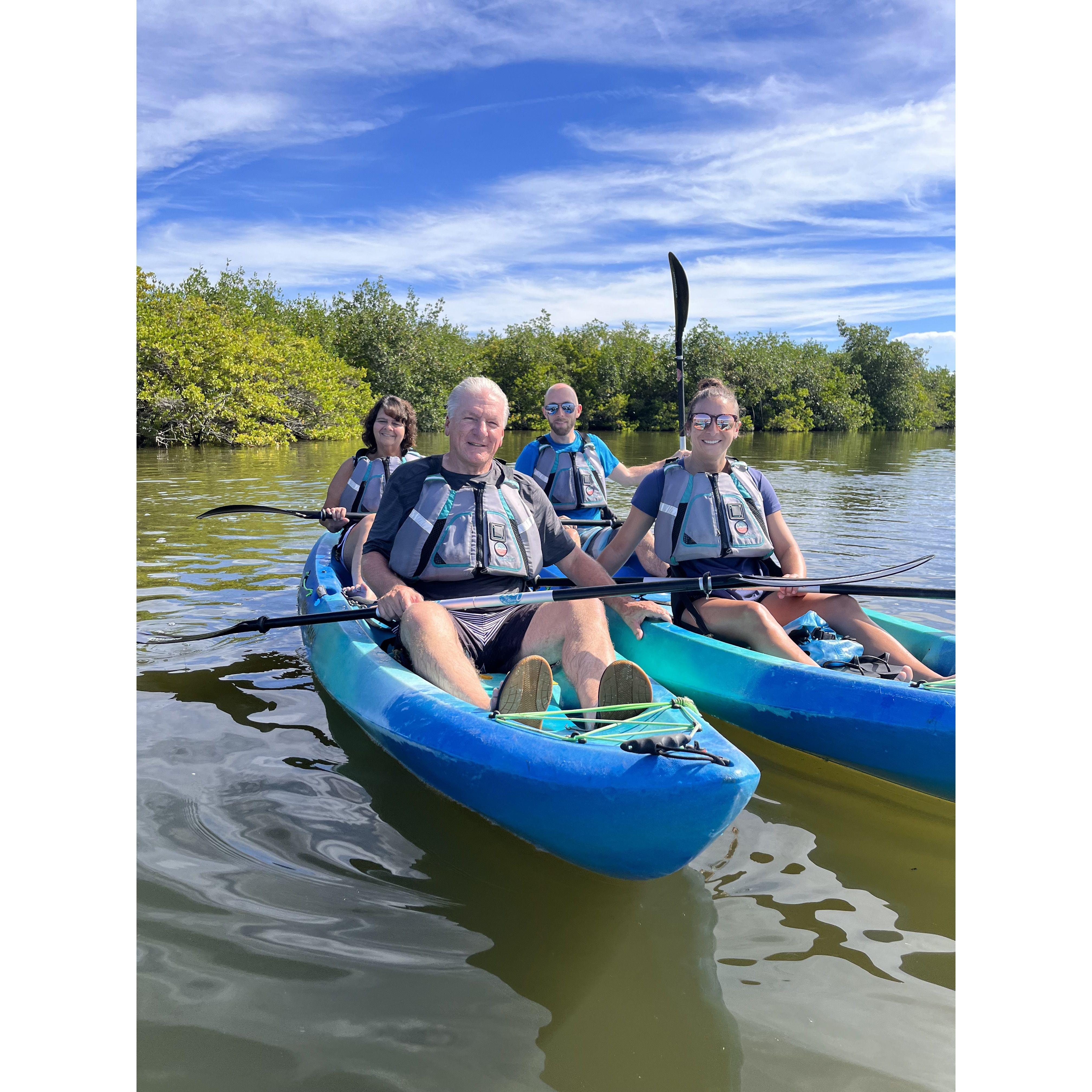 Taking Courtney's parents kayaking for the first time in Cocoa Beach, FL.