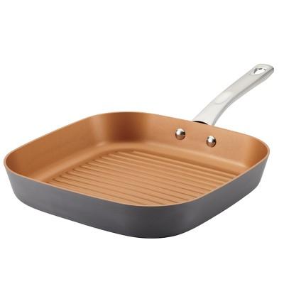 Ayesha Curry Enameled Cast Iron Skillet with Helper Handle and Pour Spouts, 12-Inch, Anchor Blue