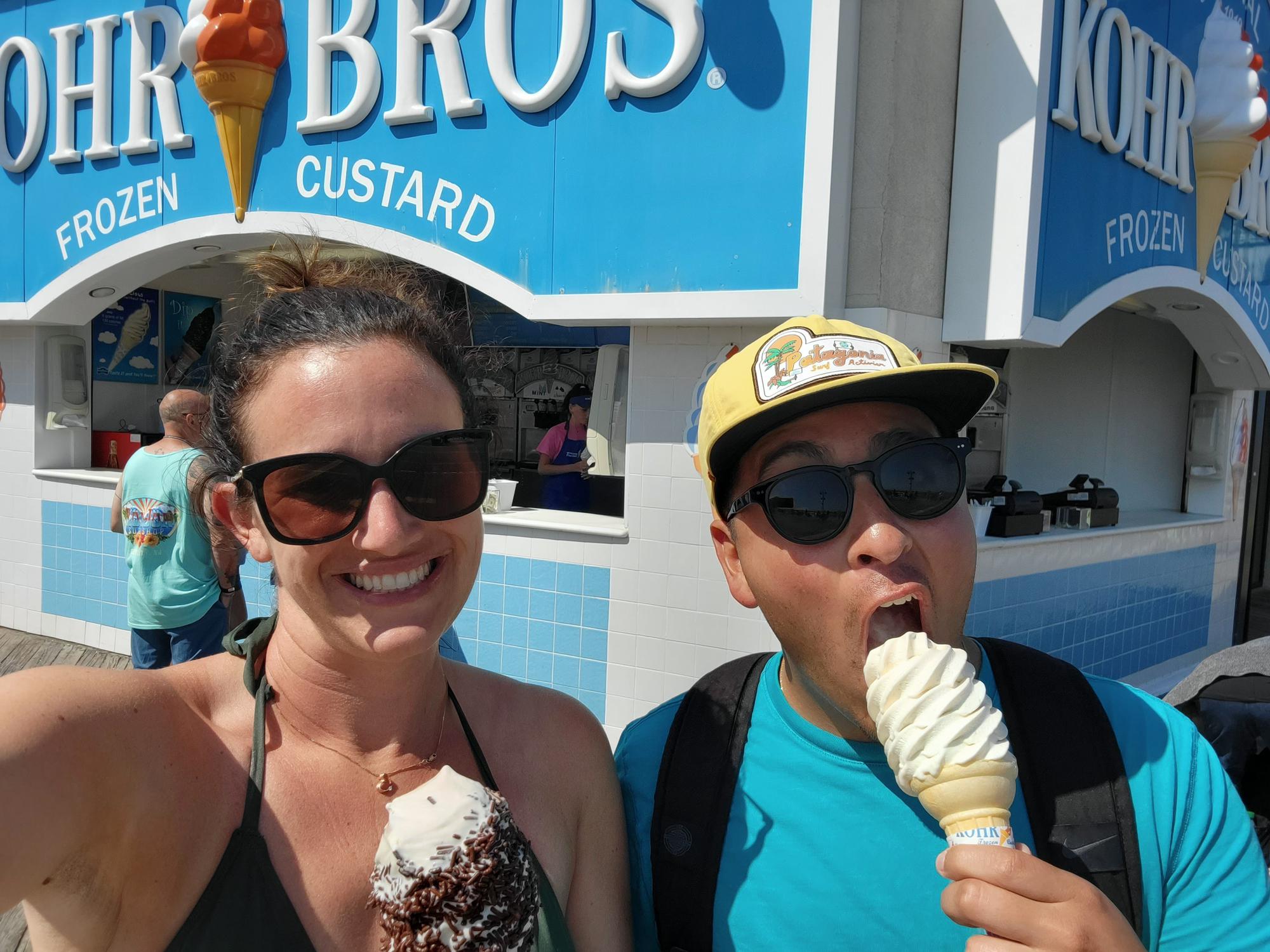 Enjoying Kohr Bros on the boardwalk in Ocean City, NJ.