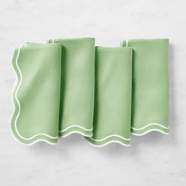 AERIN Scalloped Napkins, Set of 4, Green