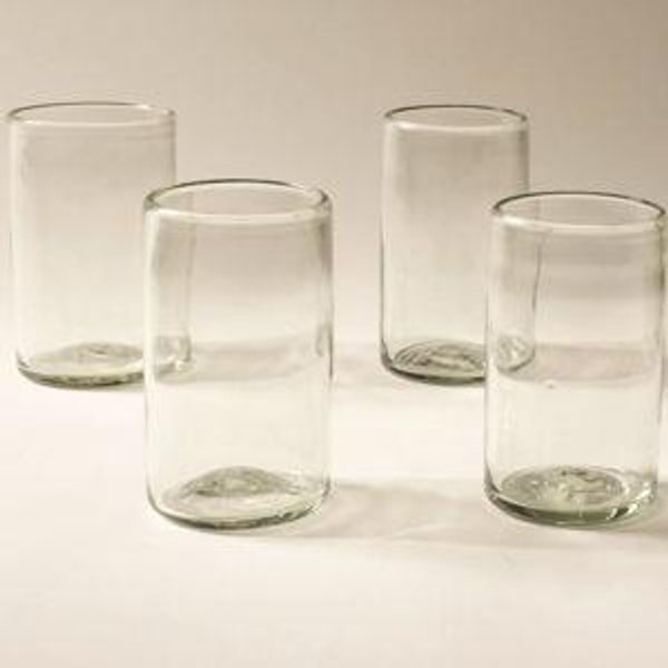 Tall Handblown Glassware Clear - s/4