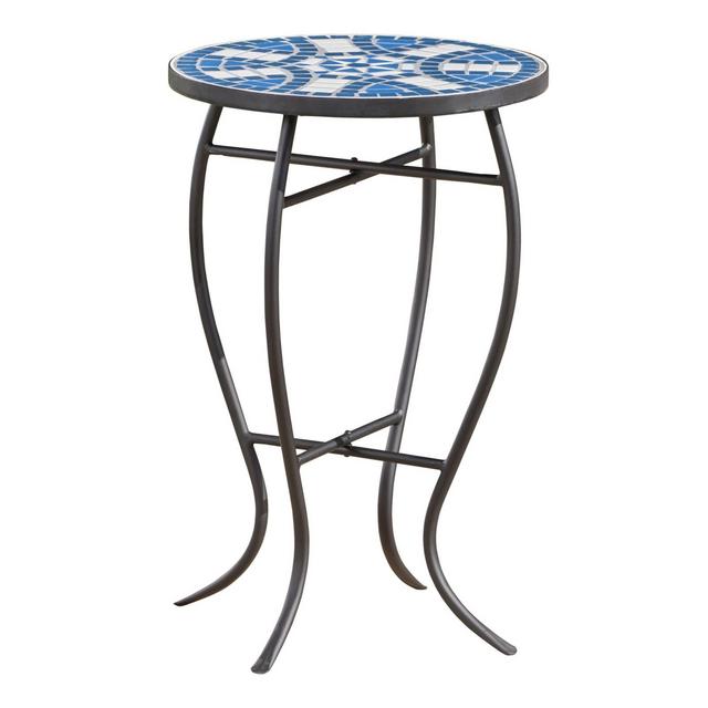 Han Ceramic Tile Side Table - Blue/White - Christopher Knight Home