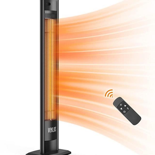 Outdoor Patio Heater, Electric Infrared Patio Heater with Remote, 2 Heat Levels & 24H Timer, 1500W 3s Instant Heating Waterproof Space Heater with Tip-Over/Overheat Protection for Outdoor Indoor Use