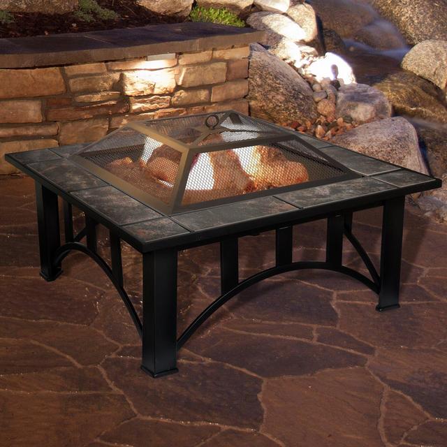 Jackqueline Steel Wood Burning Fire Pit Table