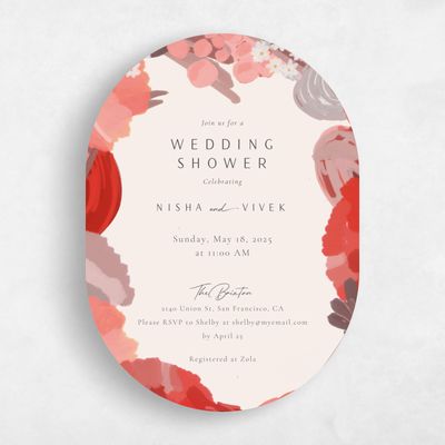 Orange Oval Wedding Wedding Shower Invitation - Chesley Portrait