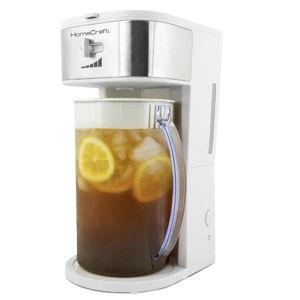 HomeCraft 3-Quart White Stainless Steel Café' Iced Tea And Iced Coffee Brewing System, 12 Cups, Strength Selector & Infuser Chamber, Perfect For Lattes, Lemonade, Flavored Water, Large Pitcher