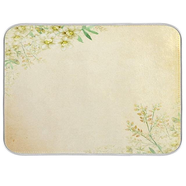 Absorbent Dish Drying Mat Flower Background-11 Kitchen Counter Mat Protector,Reversible,Extra Large 24 x 18 Inches