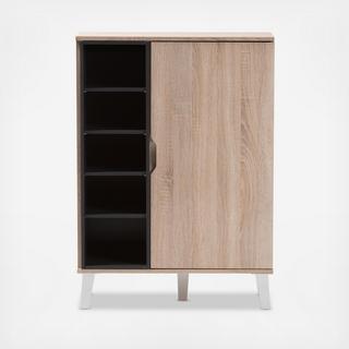 Mid-Century Modern 1-Door Shoe Cabinet