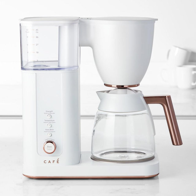 Cafe Specialty Drip Coffee Maker with Glass, White
