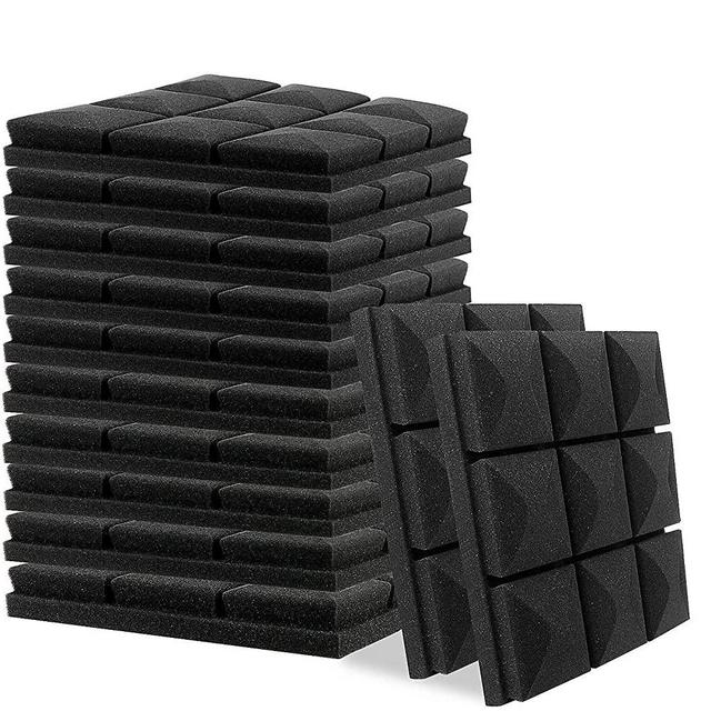 Little-Lucky Acoustic Foam Panels, 12 Pack Set 2" X 12" X 12" Studio Wedge Tiles, Sound Absorber Soundproofing Wall Foam Acoustic Panels Control Sound Dampening Foam (2 inch)