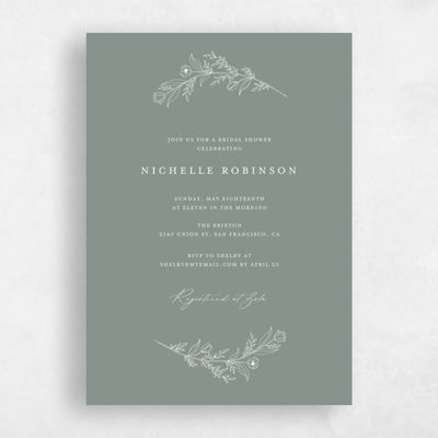 Deep Sage, Green Wedding Wedding Shower Invitation - Seraphine