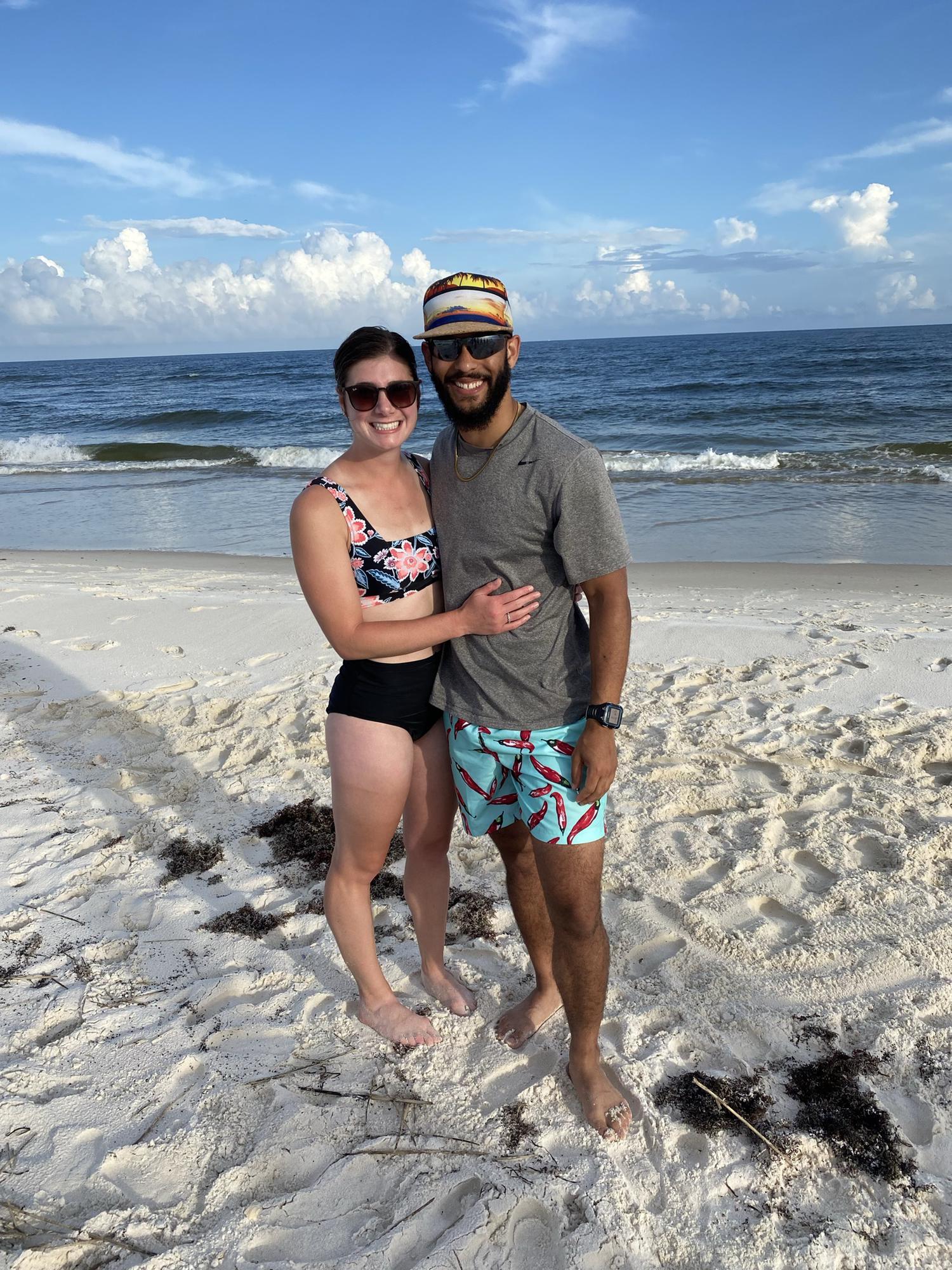 We enjoy long walks on the beach
