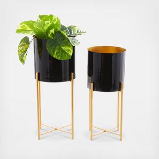 2-Piece Contemporary Cylindrical Planter Set