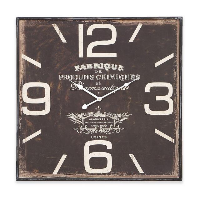 Ridge Road Décor 23-Inch Square Wooden Wall Clock in Distressed Brown