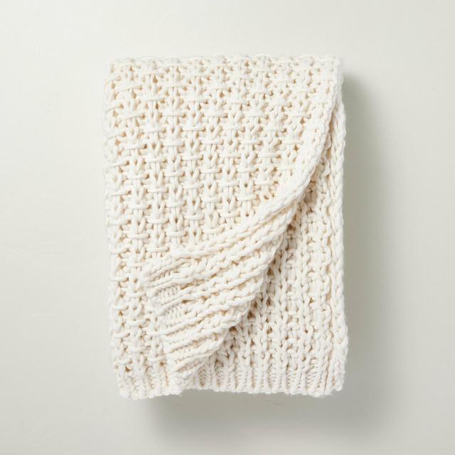 Chunky Knit Throw Blanket Cream - Hearth & Hand™ with Magnolia