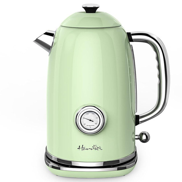 Harriet Electric Kettle, 1.8L Hot Water Boiler Electric with Thermometer, 1500W Stainless Steel Electric Water Kettle with LED Indicator, Auto Shut-Off & Boil Dry Protection, Light Green