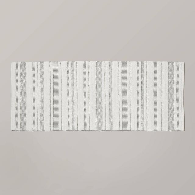 24"x60" Chunky Stripe Bath Rug Cream/Gray - Hearth & Hand™ with Magnolia