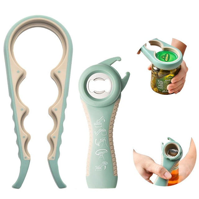 Bottle Opener for Arthritic Hand,Jar Opener for Old People, Children, Women, Those with Weak Hands,Multifunctional Kitchen Gadgets (A-Green)